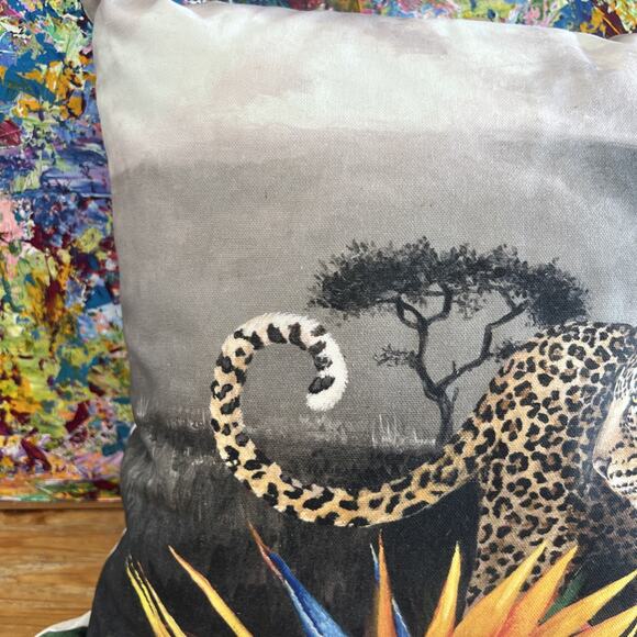 Wild Cheetah Scatter Cushion-Serengeti Floral Cover-Rare South African Textiles - Picture 4 of 8
